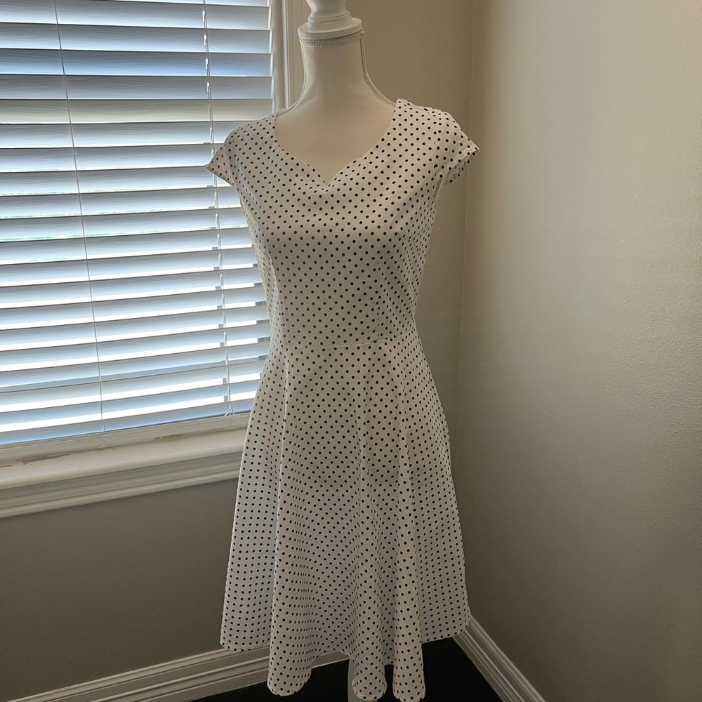 Zella White Midi Dress with Black Dots - Picture 10 of 15